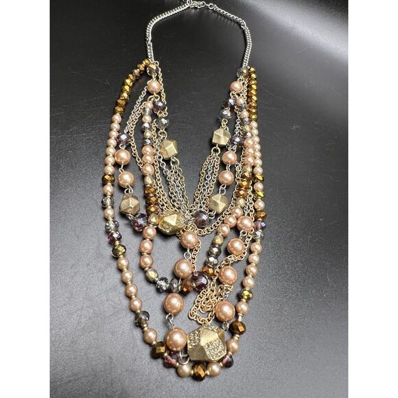 Brown Crystal Multistrand Necklace - Picture 2 of 7